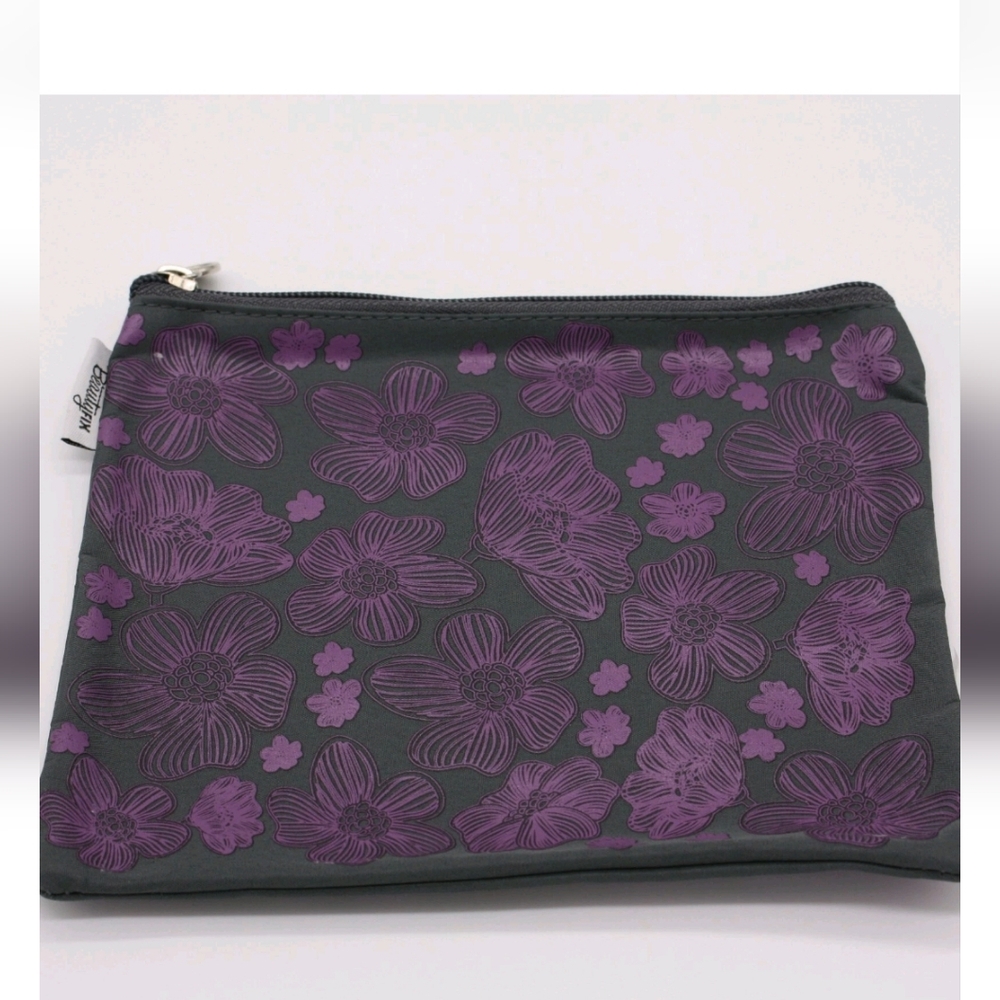 BeautyFix Chic Purple Floral Cosmetic Bags Set Of 2 - Picture 2 of 5
